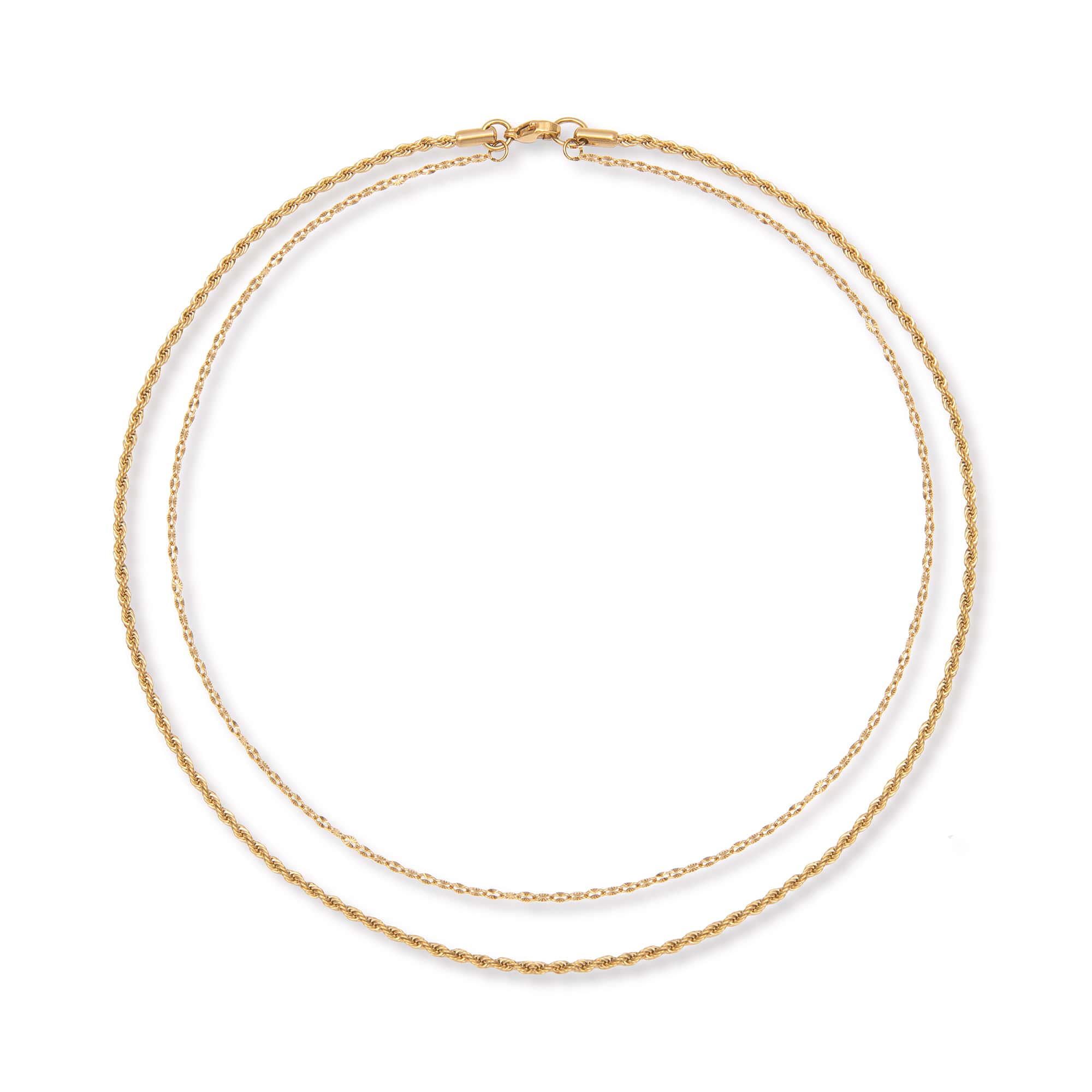 A Weathered Penny  Gold Plated Contrast Layered Necklace