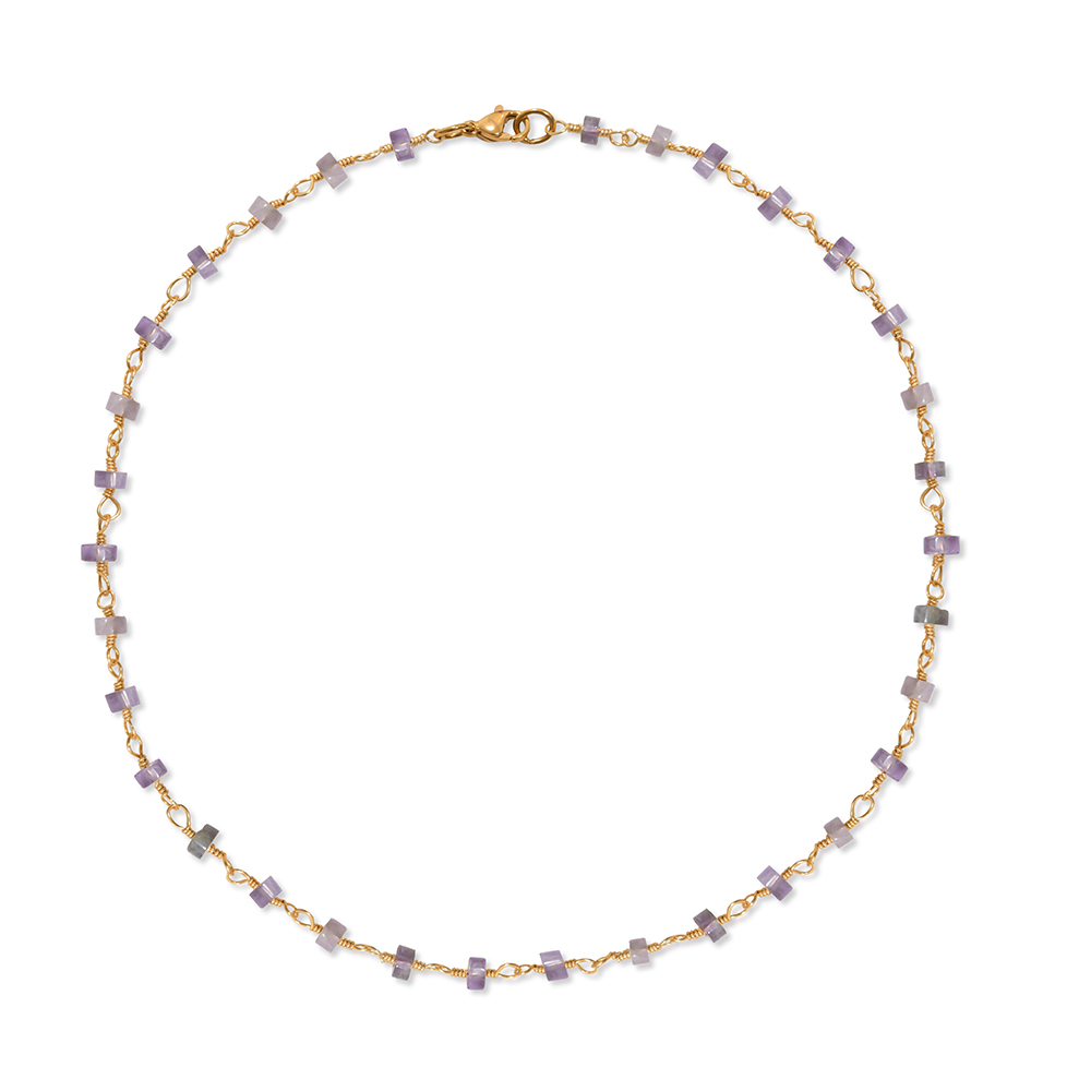 A Weathered Penny  Gold Plated Amethyst Wire Necklace