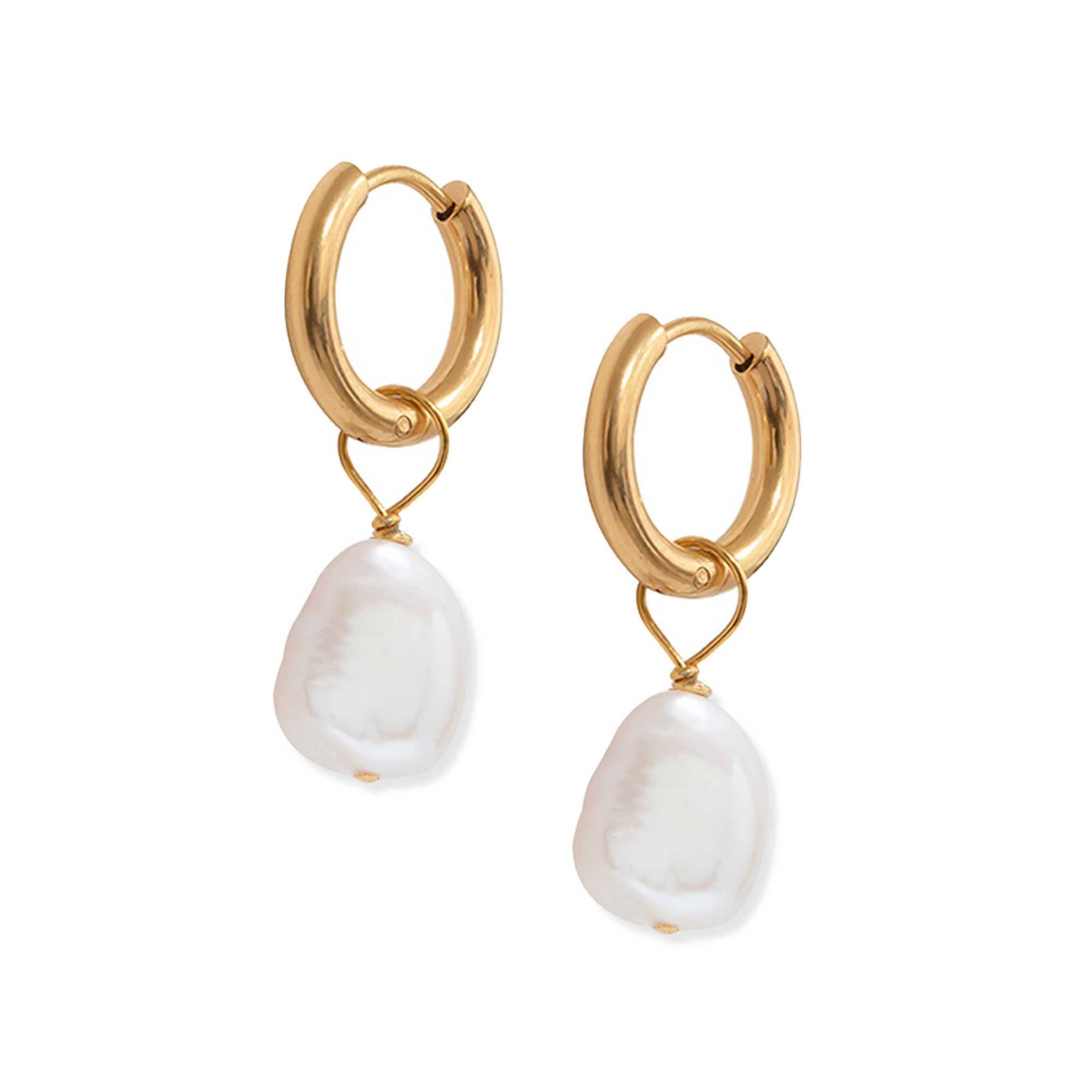 A Weathered Penny  Gold Plated Pearl Hoops