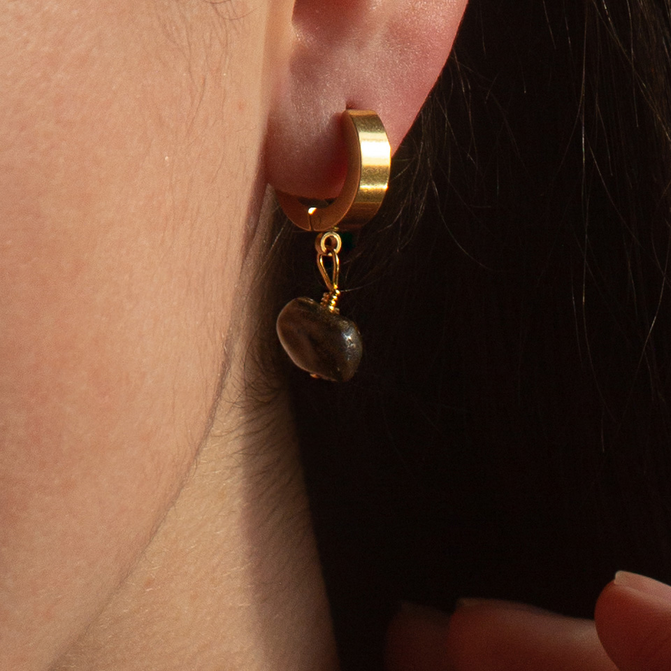 A Weathered Penny  Gold Plated Moonstone Hoops