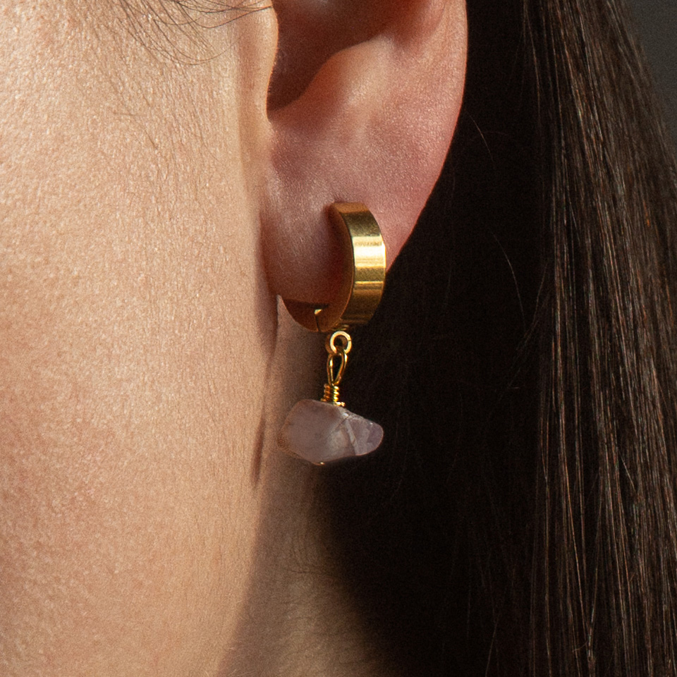 A Weathered Penny  Gold Plated Amethyst Hoops