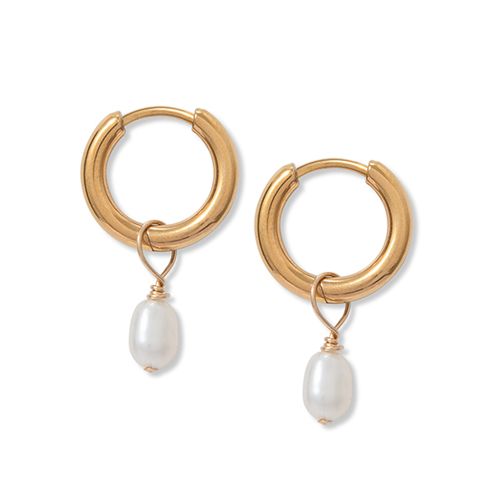 A Weathered Penny  Gold Plated Tiny Pearl Hoops