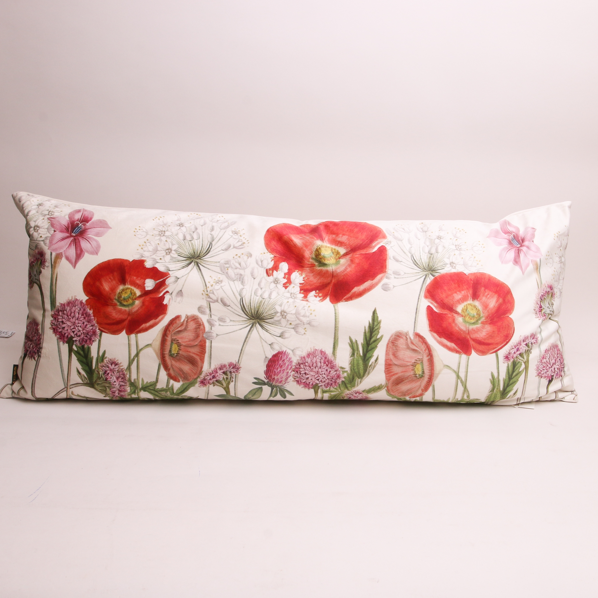 Vanilla Fly Velvet Red Poppy and Alium Cushion