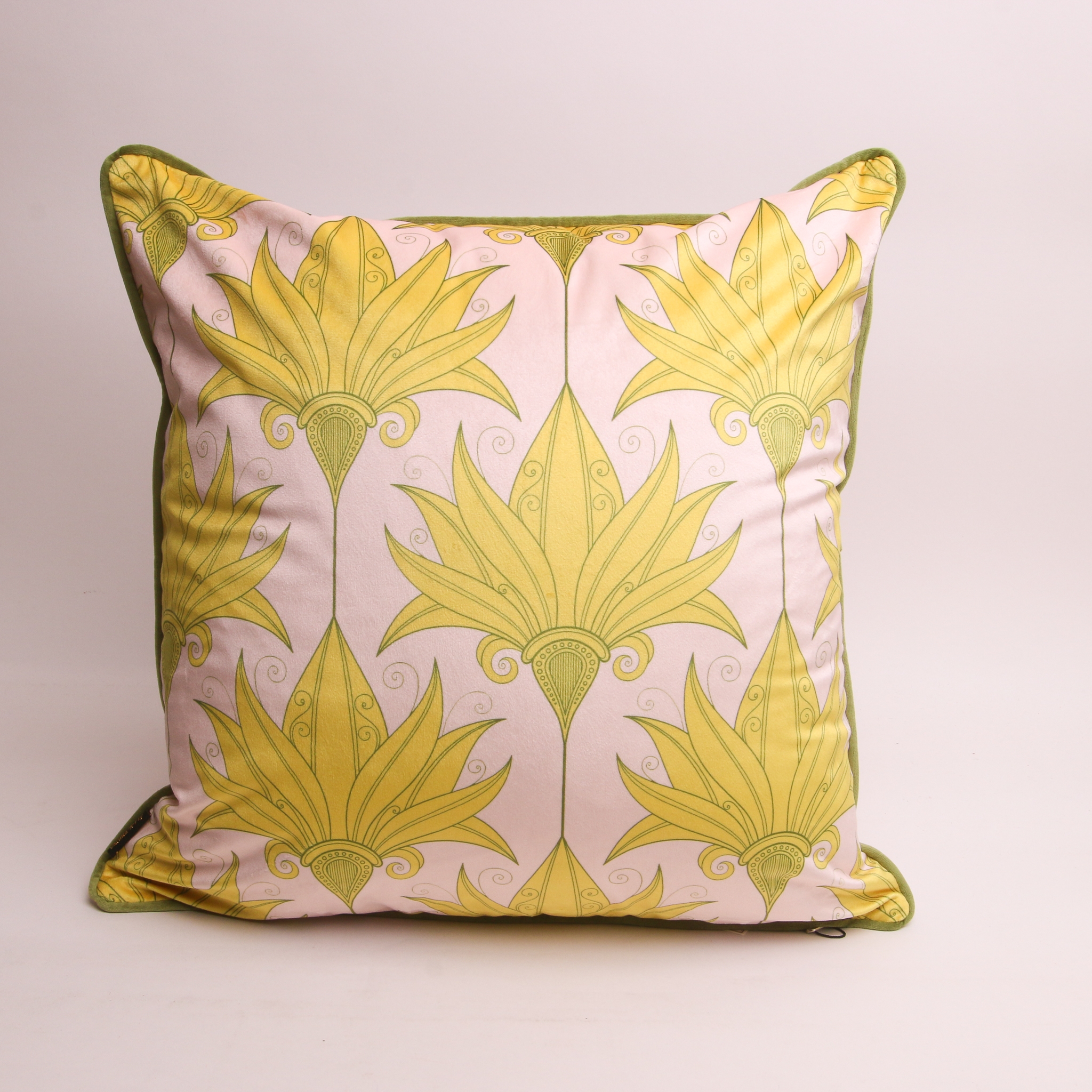 Vanilla Fly Yellow/Pink Bloom Velvet Cushion