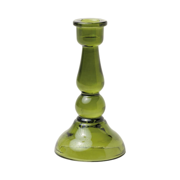 Paddywax Tall Glass Taper Holder | Green