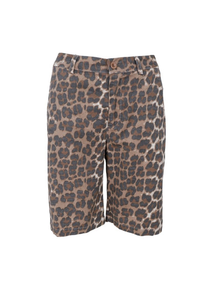 Black Colour Bcbox Canvas Shorts - Leopard