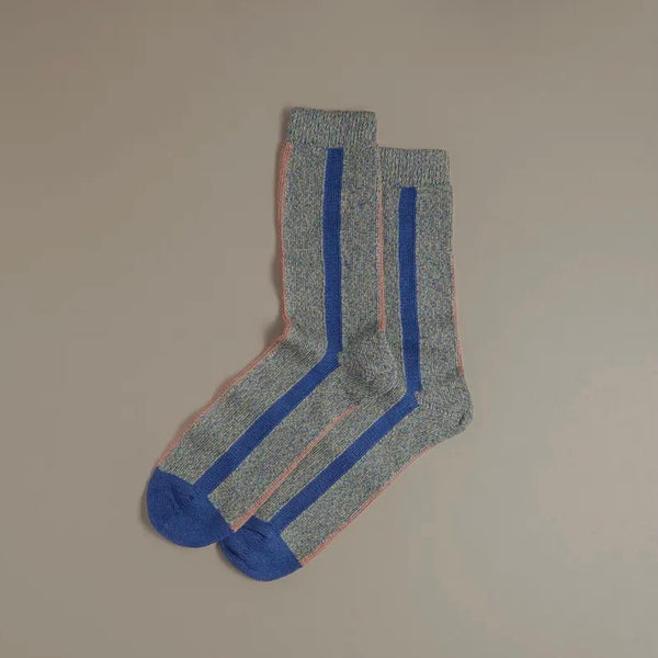 Rove Knitwear Organic Cotton Socks, Blue Vertical Stripe