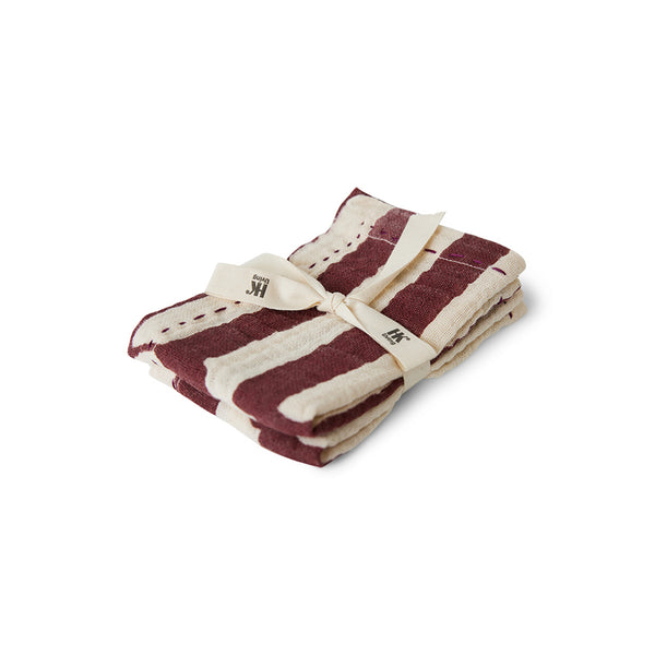 HK Living Cotton Napkins Striped Burgundy (Set of 2)