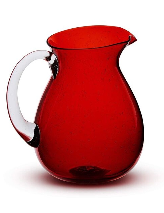 Memento Bubble Glass Jug Red