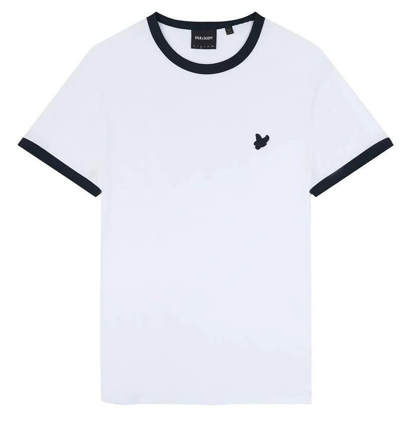 Lyle and Scott Lyle & Scott Tonal Ringer Tee White & Dark Navy