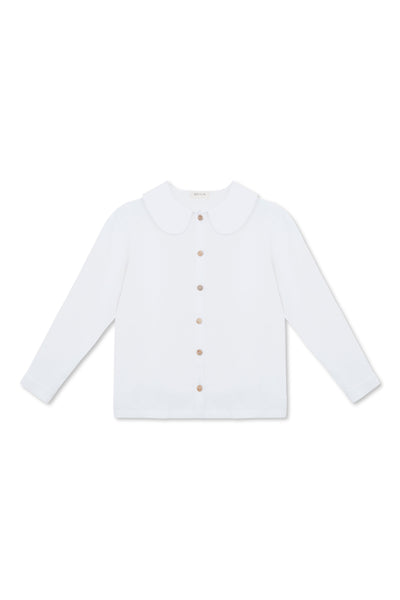 Ma Lin Claudine Linen Blouse In White By