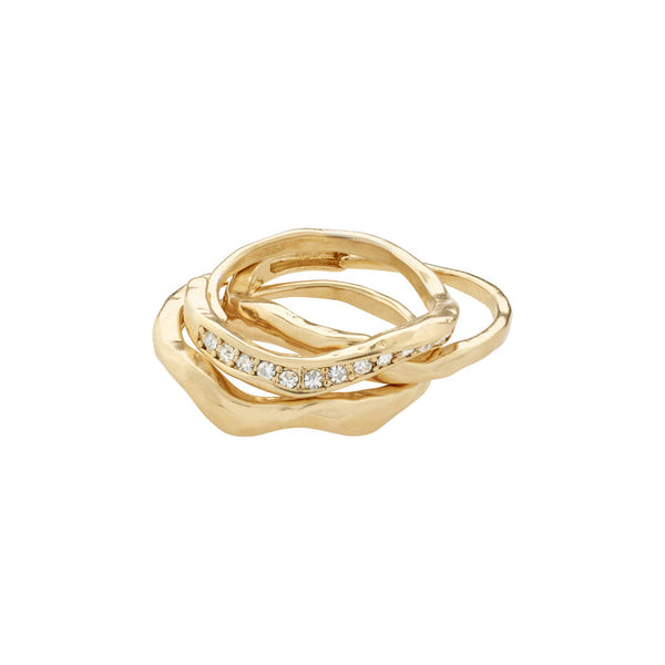 Pilgrim True Recycled Ring 3-in-1 Set Gold-plated