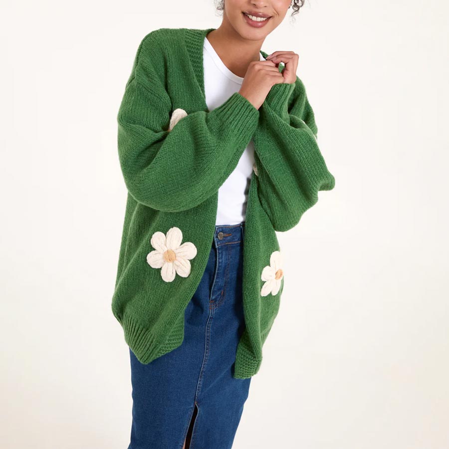 source lifestyle  Green Daisy Flower Cardigan 