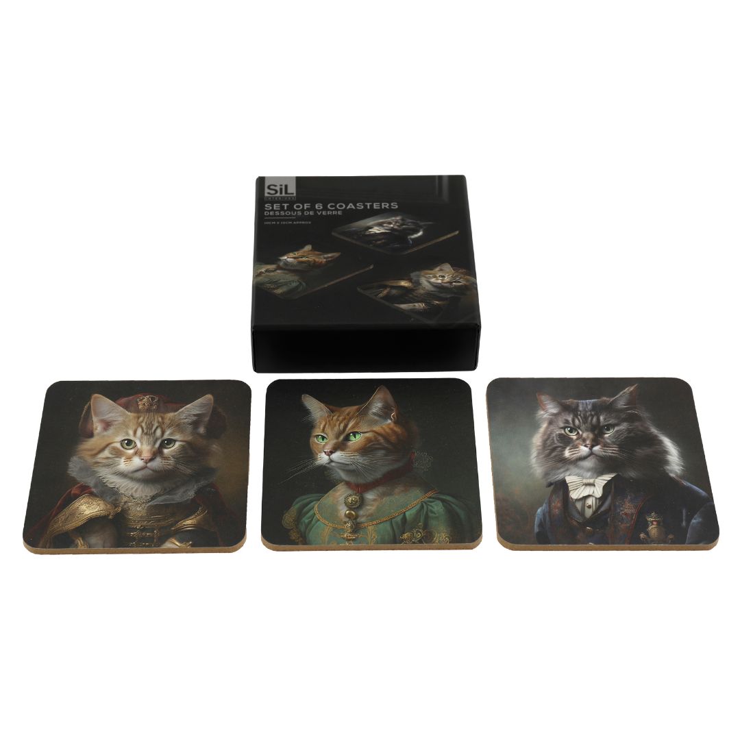 Temerity Jones Cynocephaly Cat Head Coasters : Set of 6