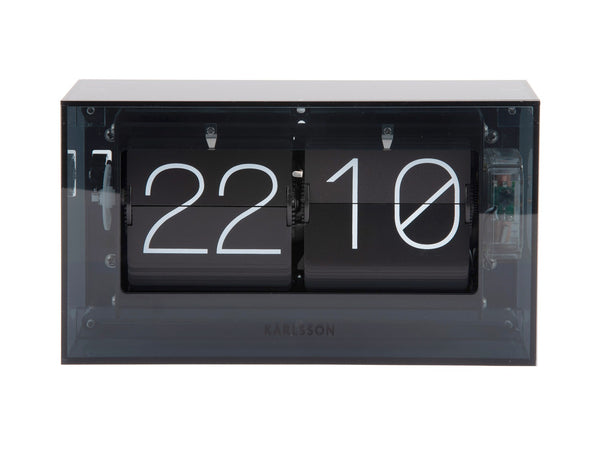 Present Time Boxed Flip Black Table Clock