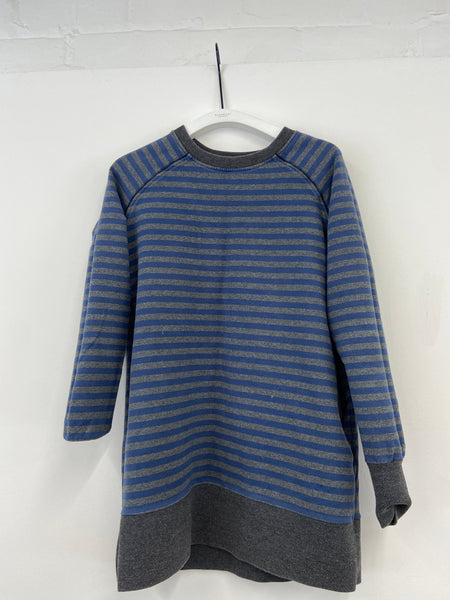 Beaumont Organic Preloved Sweater Dress In Blue Stripe Size S