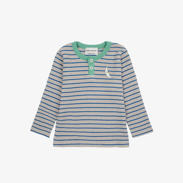 Bobo Choses Baby Stripes Waffle Buttoned T-shirt