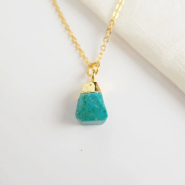 Augusta Jewellery | Turquoise Gemstone Nugget Necklace | Gold