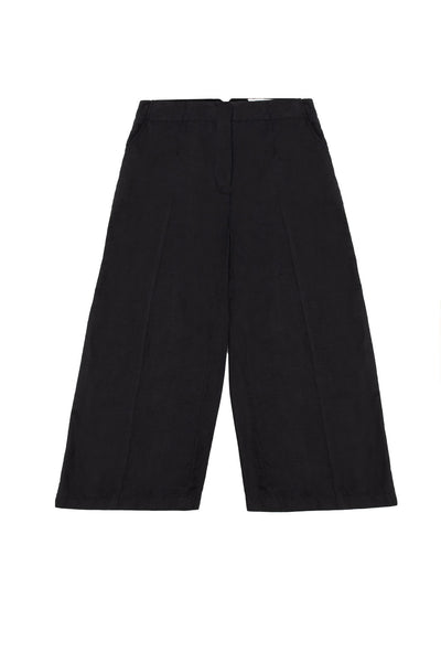 Saywood Amelia Wide Leg Trouser In Black Organic Cotton & Linen By