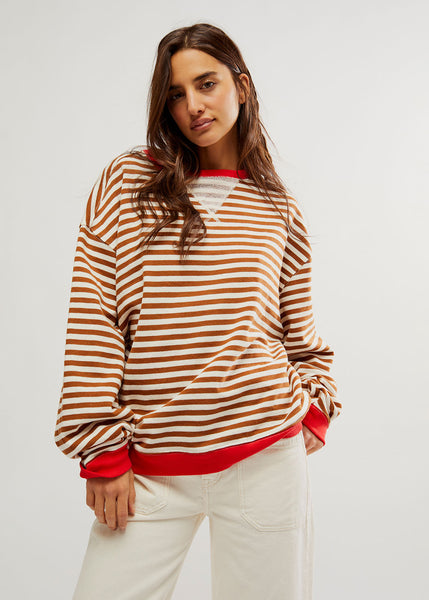 Free People Classic Striped Oversized Crewneck