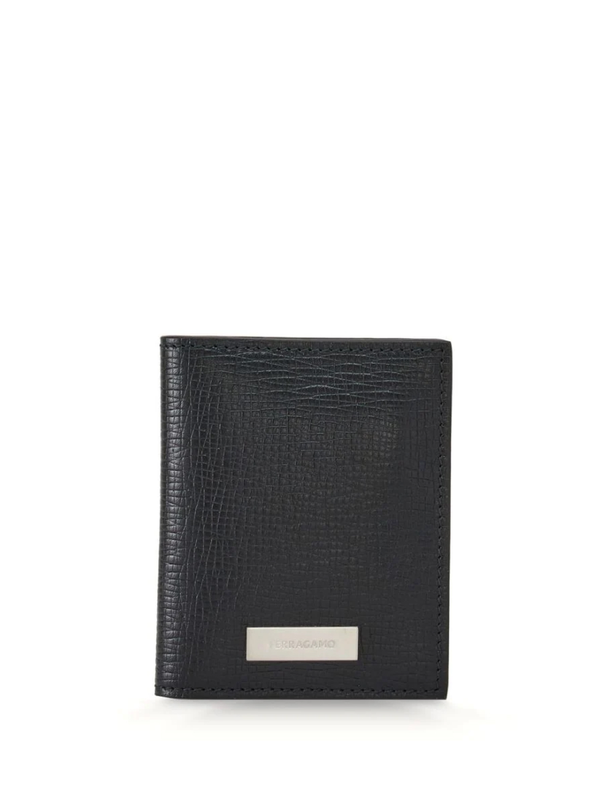 Ferragamo Black Logo Plaque Card Wallet