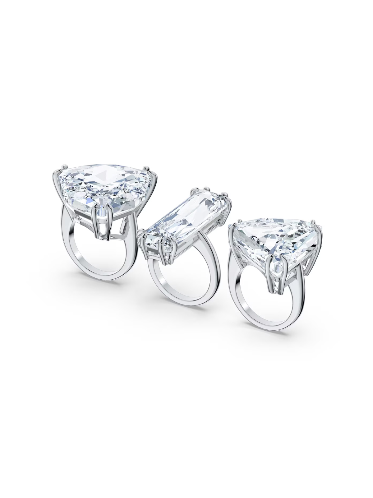 Swarovski Set of 3 Silver and Crystal Mesmera Cocktail Rings