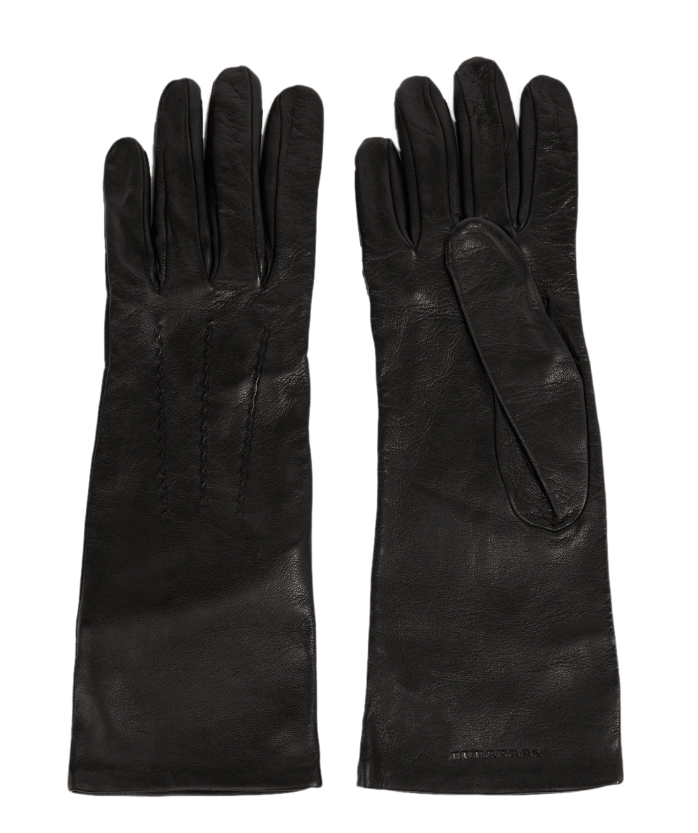 Burberry  Black Embossed Logo Leather Gloves