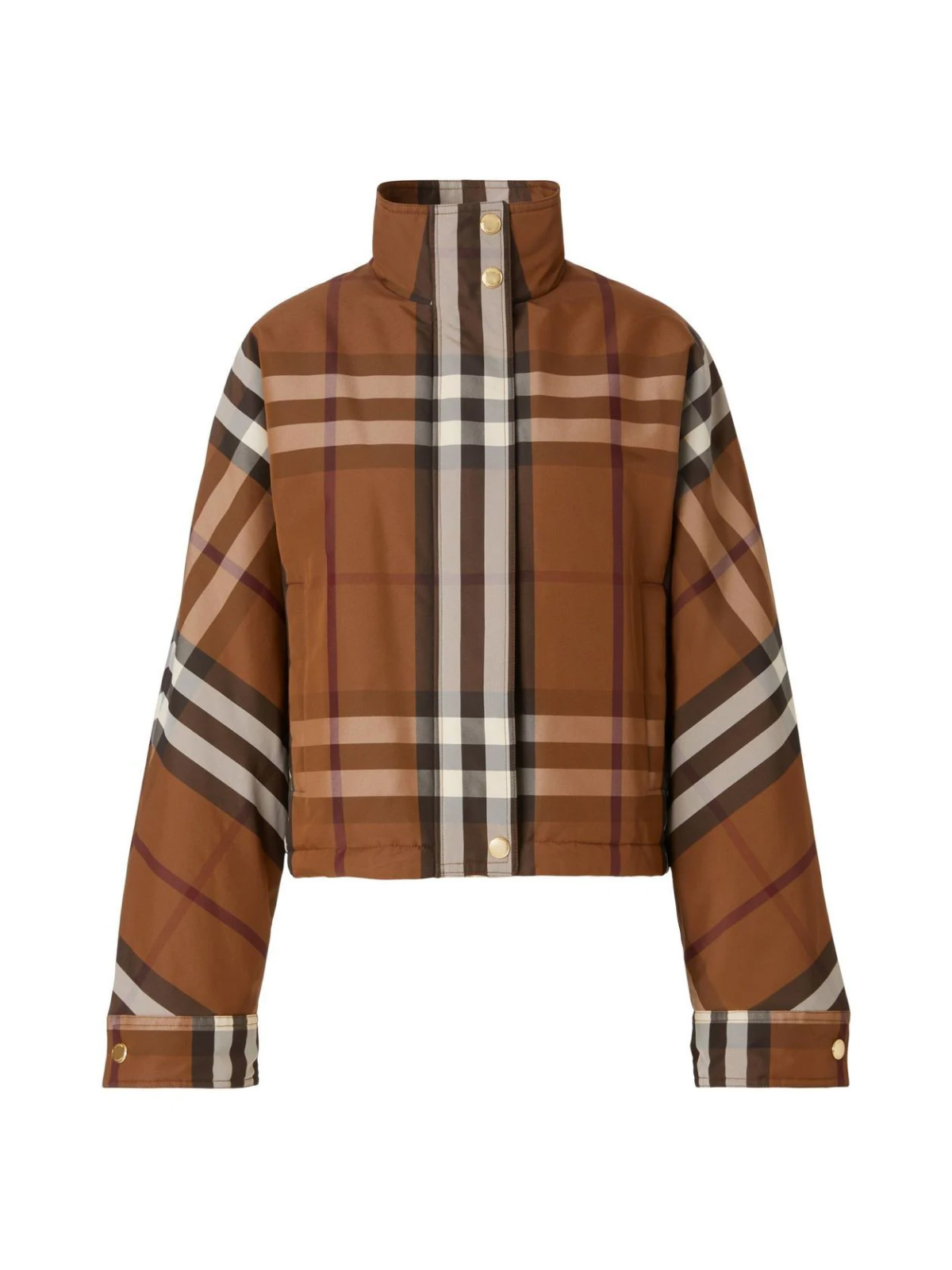 Burberry  Dark Birch Brown Ayton Check Pattern Zip Up Jacket