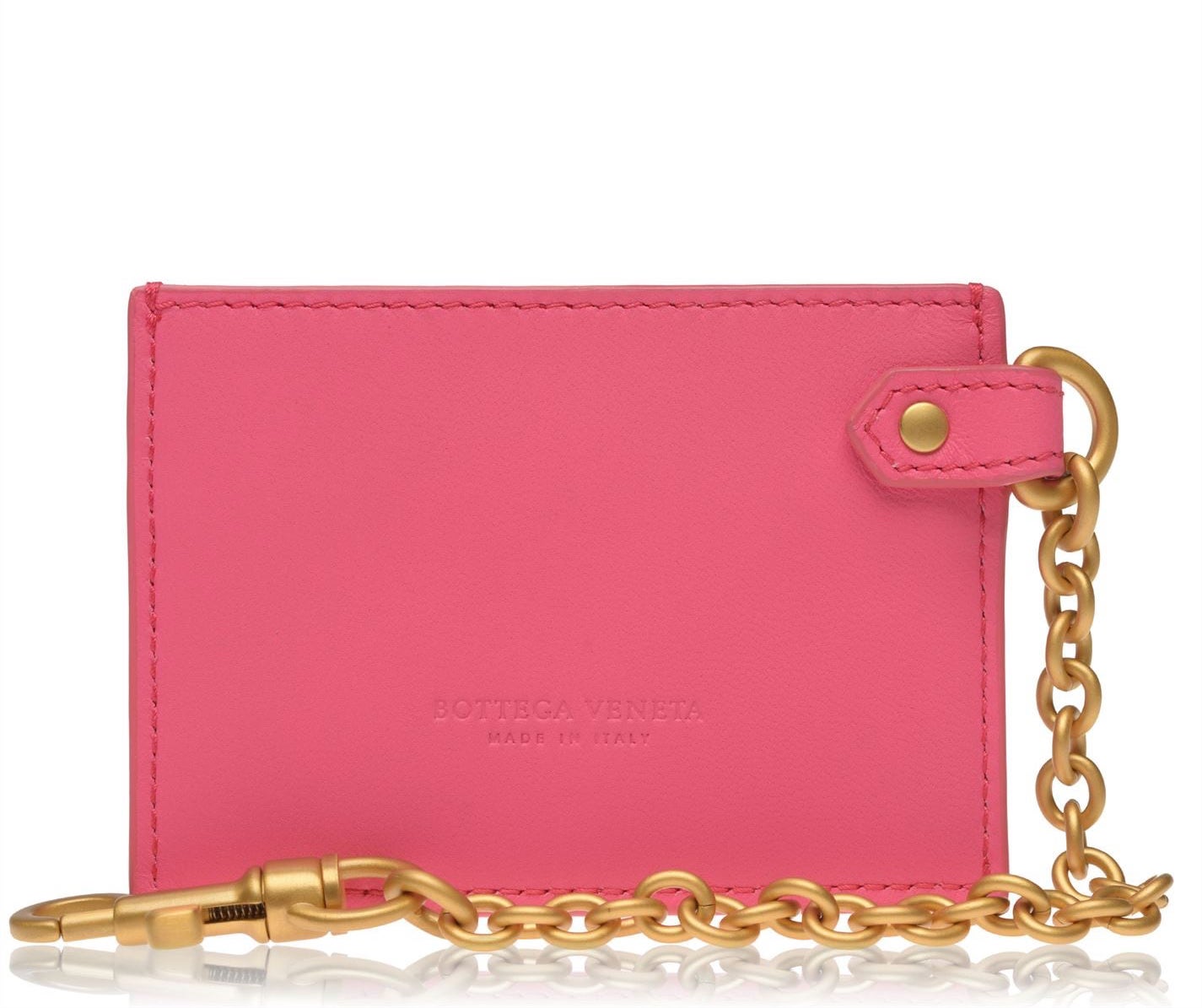 Bottega Veneta  Neon Pink Logo Card Case Keychain