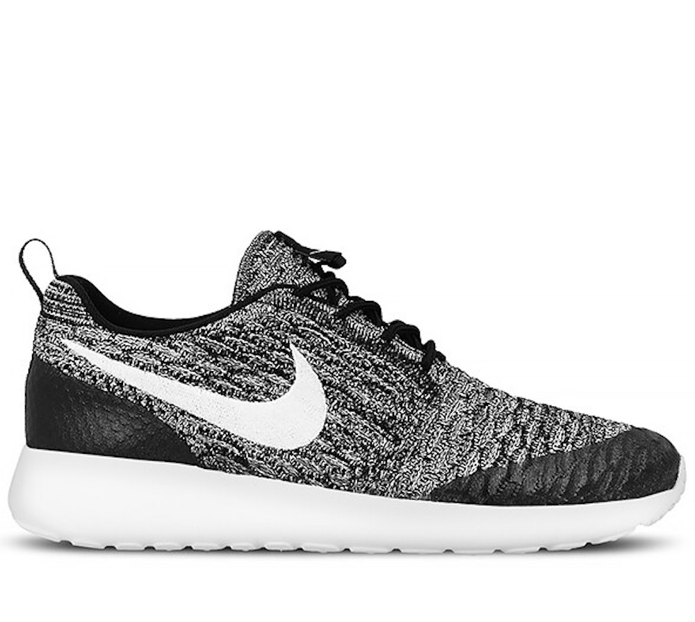 Nike Black and White Cool Grey Roshe One Flyknit Sneakers