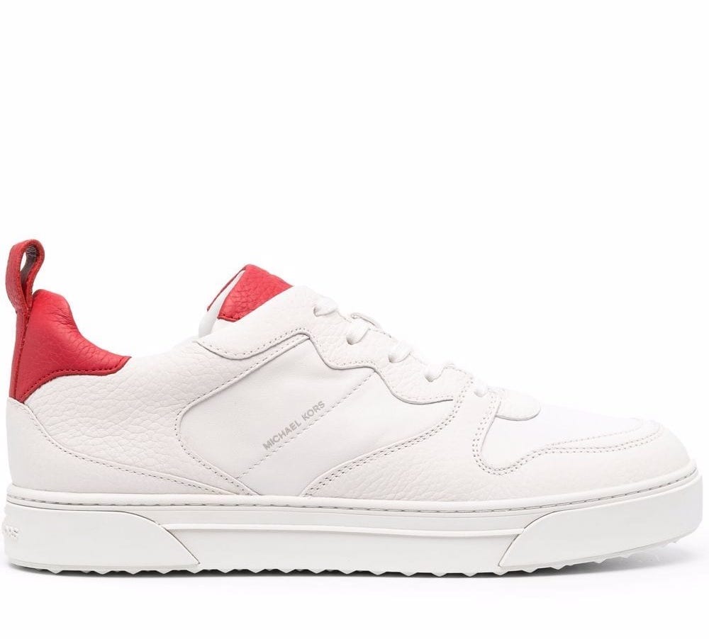 Michael Kors White and Red Baxter Low Top Sneakers