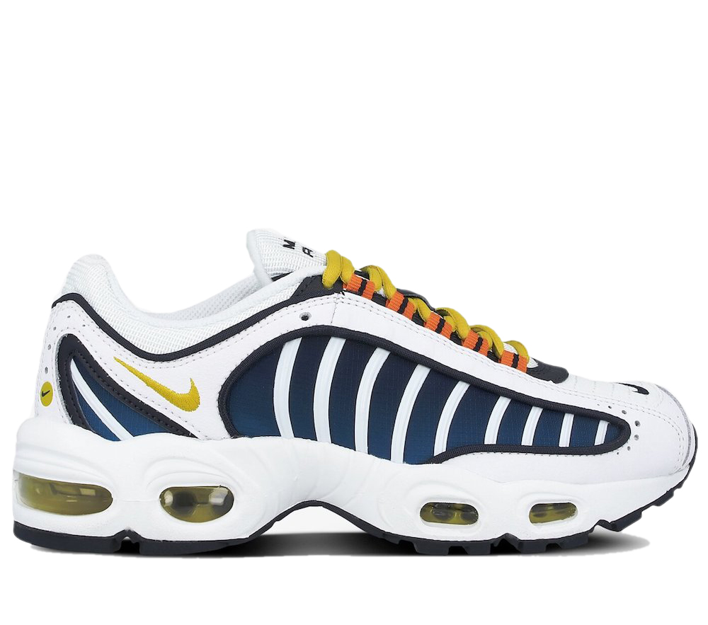 Nike White and Saffron Quartz Air Max Tailwind IV Sneakers