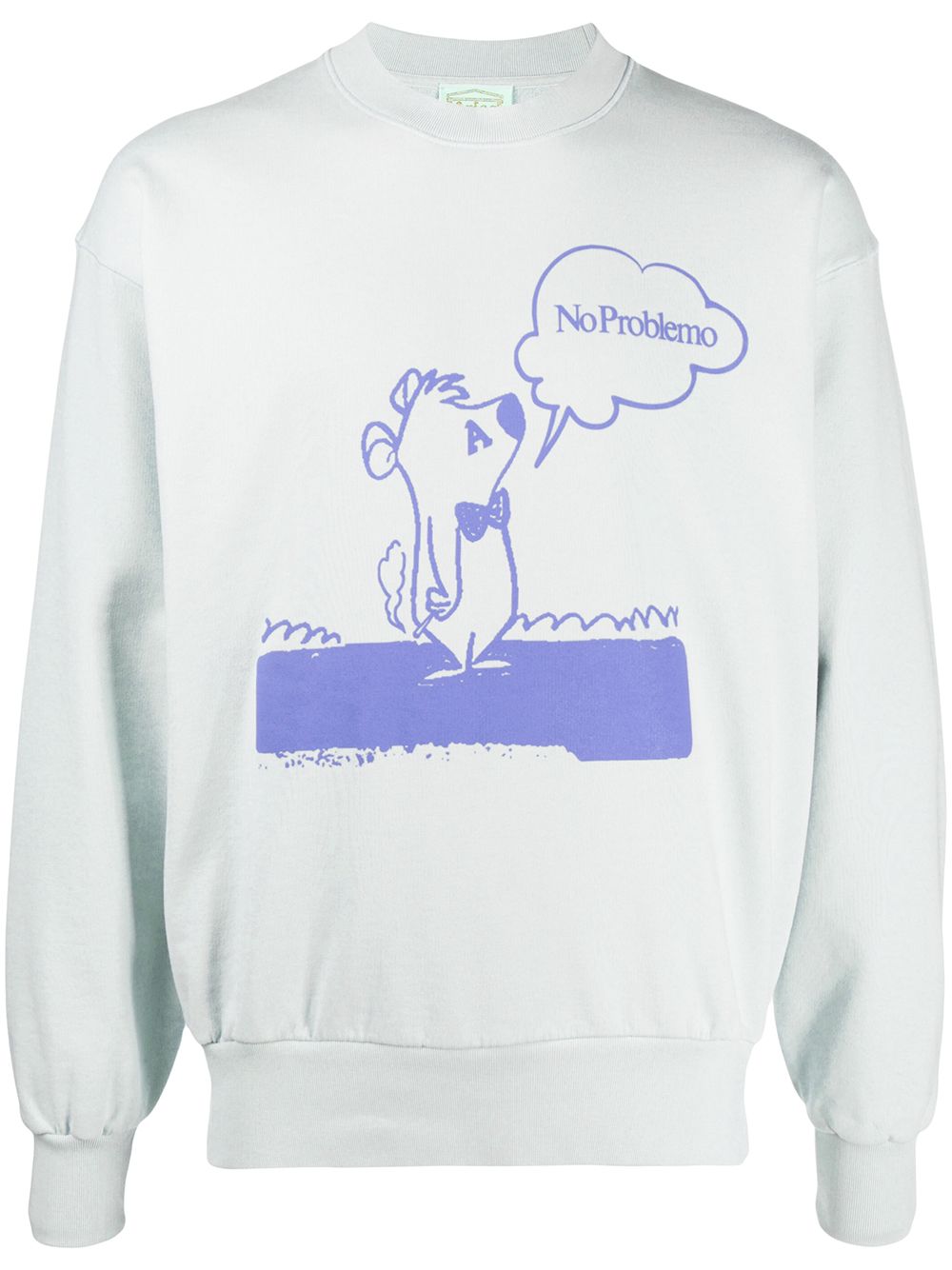 Aries Pale Blue No Problemo Stoner Bear Logo Sweatshirt