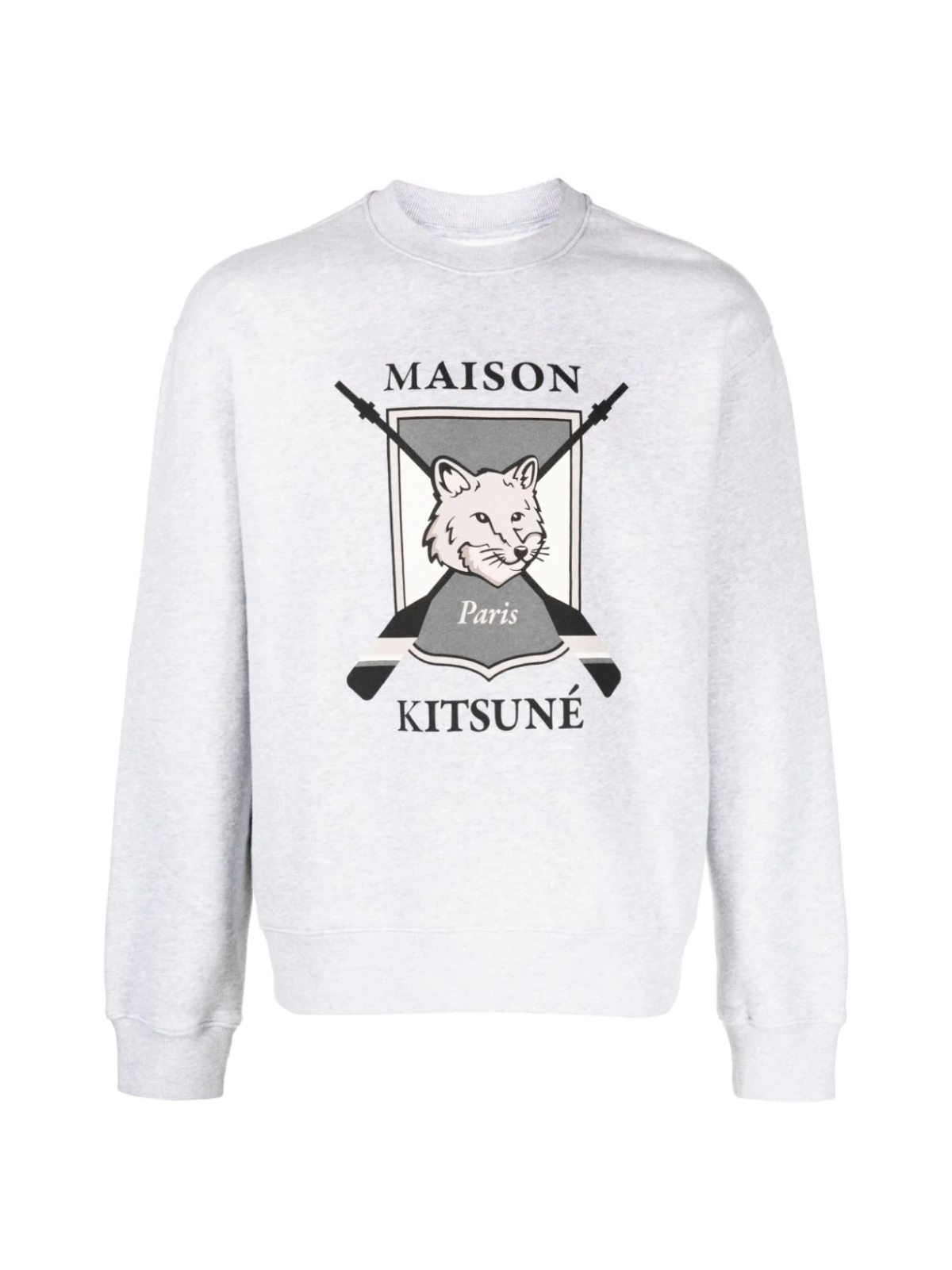 Maison KitsunÃ© Light Grey Melange Fox Logo Sweatshirt