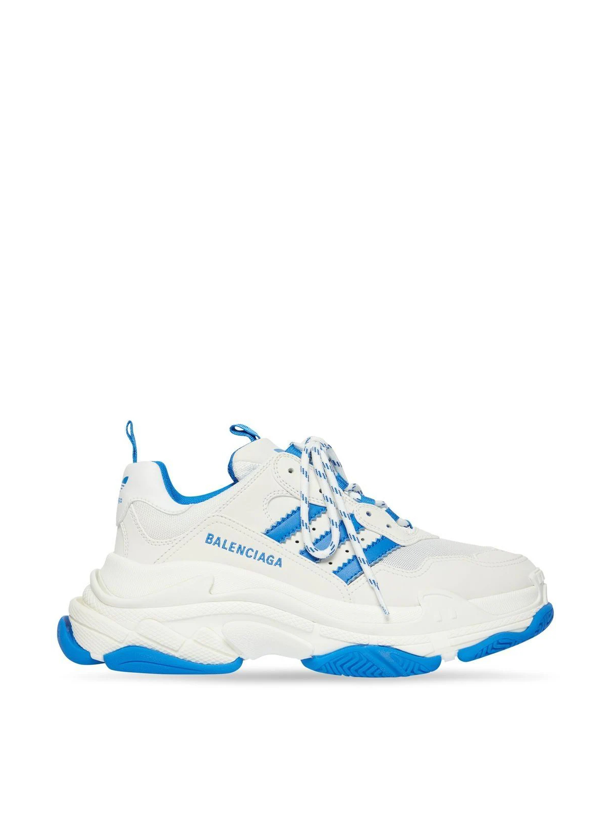 Balenciaga White and Blue Triple Adidas Sneakers