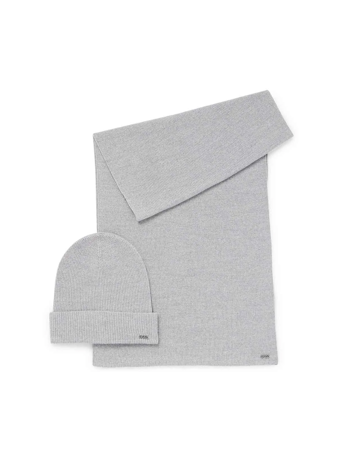 Hugo Boss Grey Livi Logo Beanie and Scarf Set