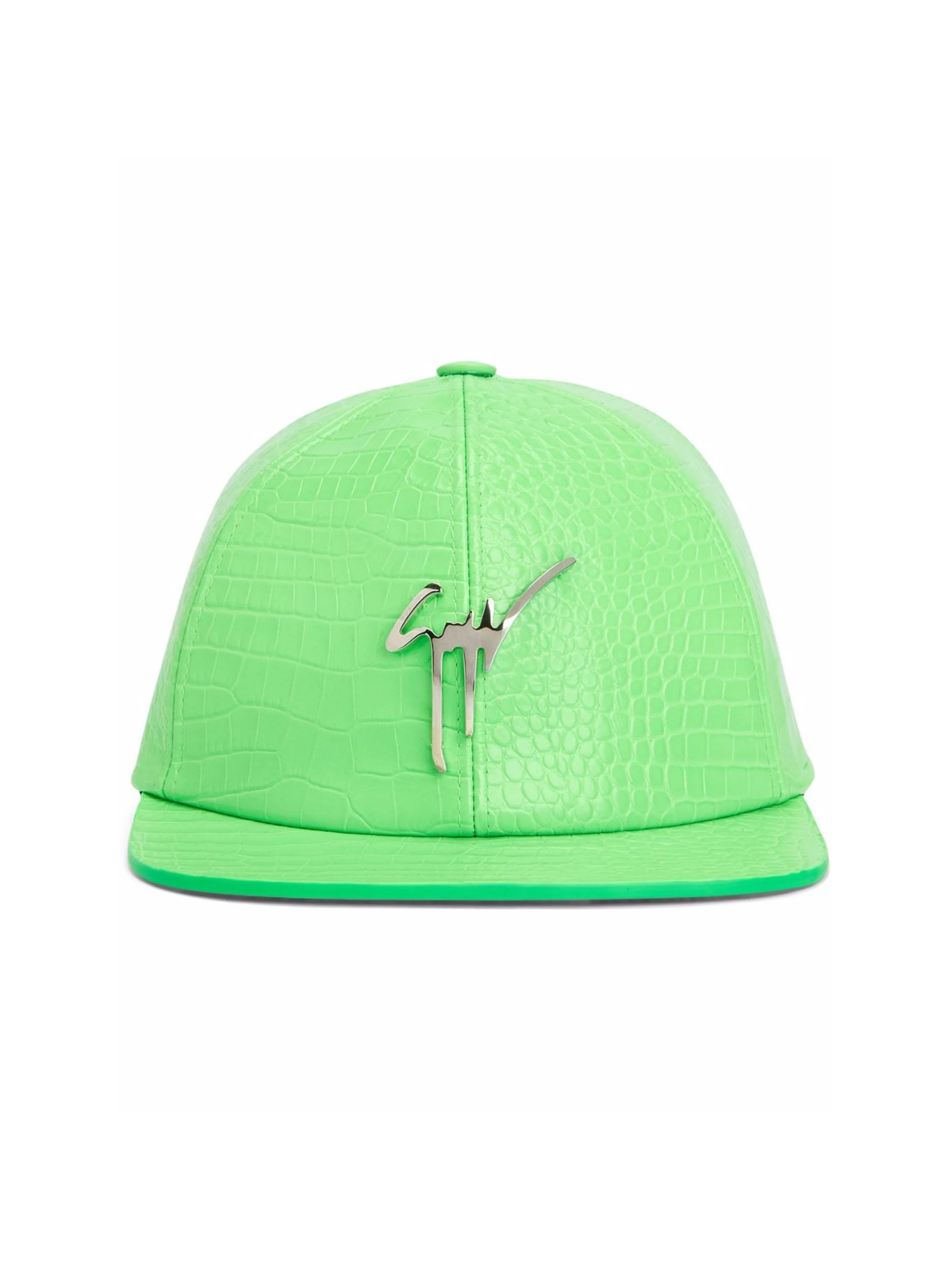 GIUSEPPE ZANOTTI Fluo Green Cohen Signature Logo Leather Baseball Cap