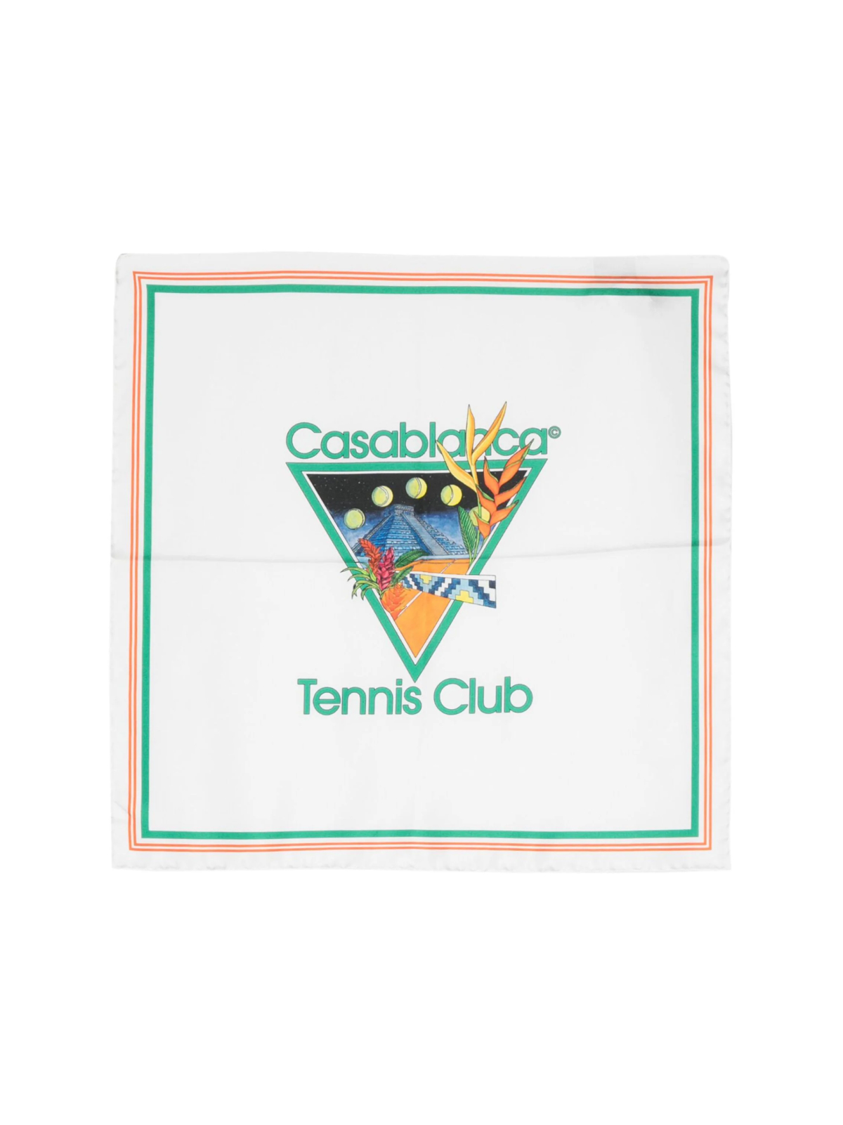 Casablanca White Silk Tennis Club Icon Logo Scarf