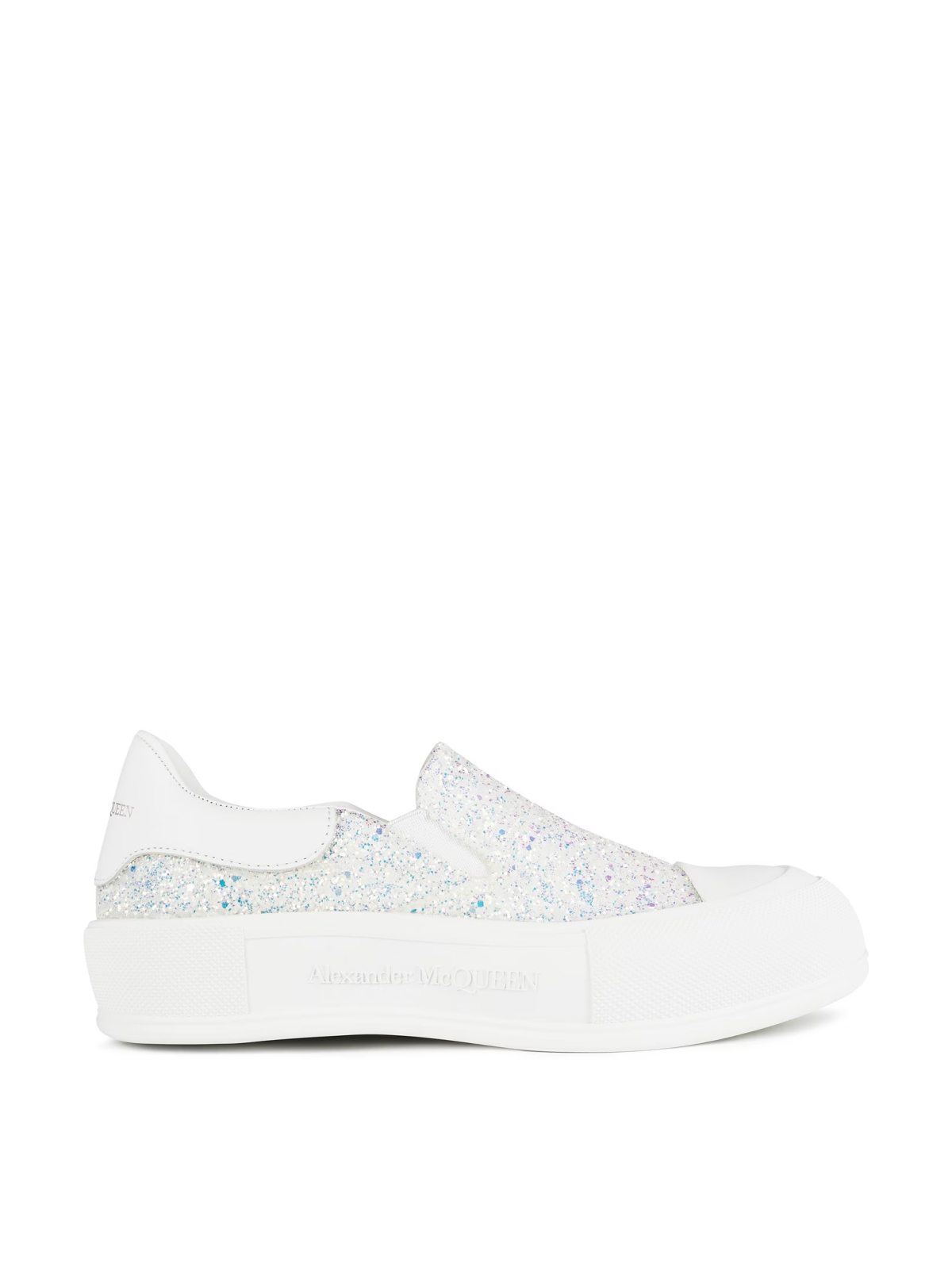 Alexander McQueen  Ice Glitter Deck Plimsoll Glitter Slip On Sneakers