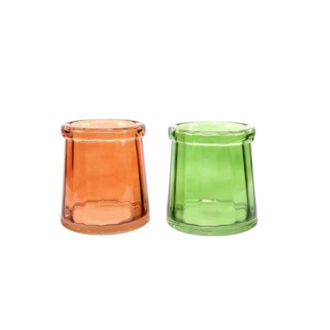 Temerity Jones Sussex Home Short Thick Glass Ribbed Vase : Amber or Green