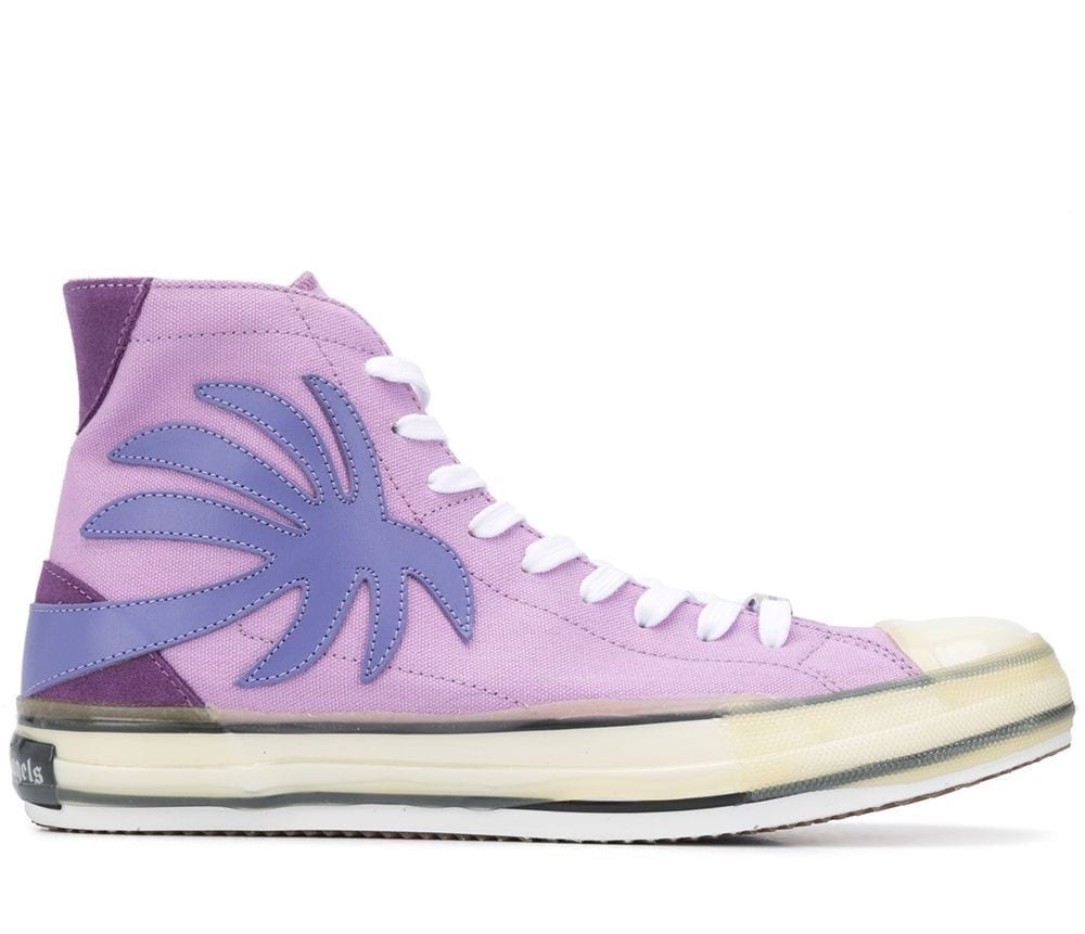 Palm Angels Purple and White Vulc Palm High Top Sneakers