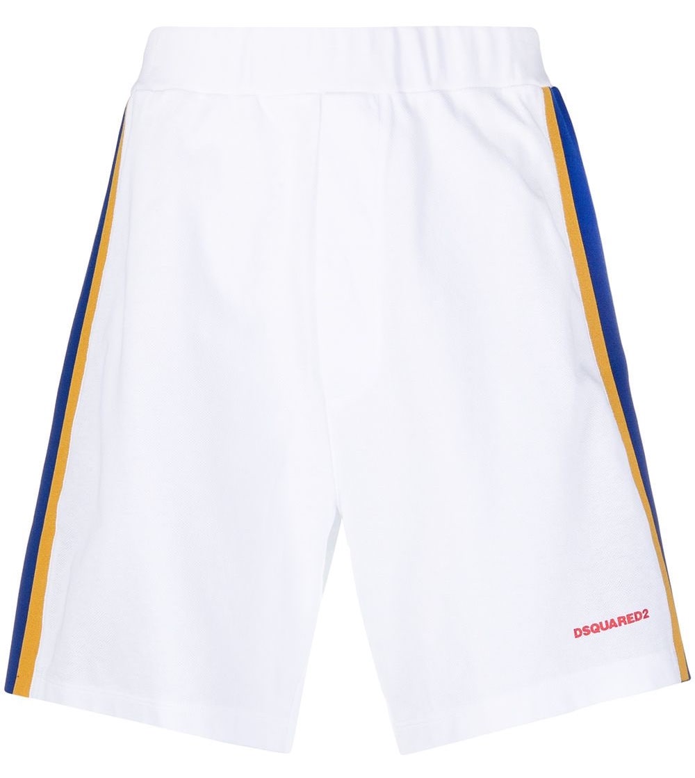 Dsquared2 White Side Stripes Logo Shorts