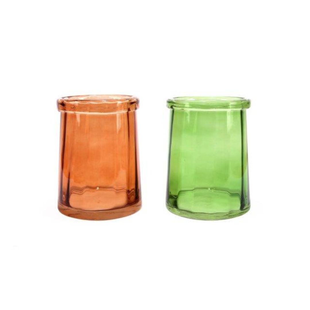 Temerity Jones Sussex Home Tall Thick Glass Ribbed Vase : Amber or Green