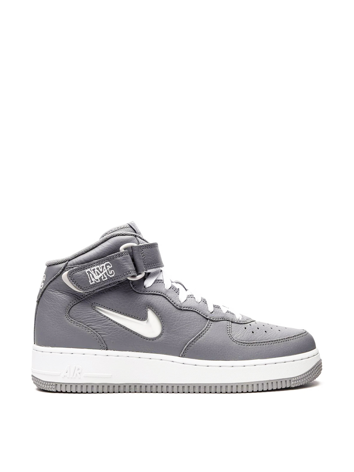 Nike Cool Grey and White Air Force 1 Mid QS Jewel NYC Sneakers