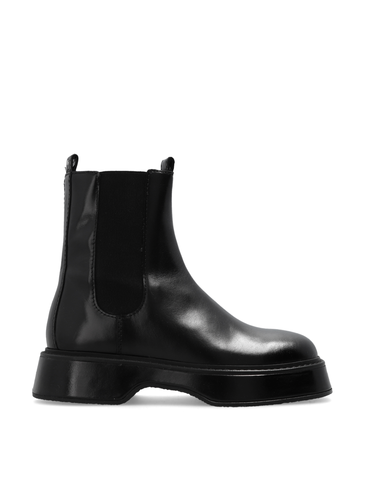 AMI Paris Black Square Toe Leather Chelsea Boots