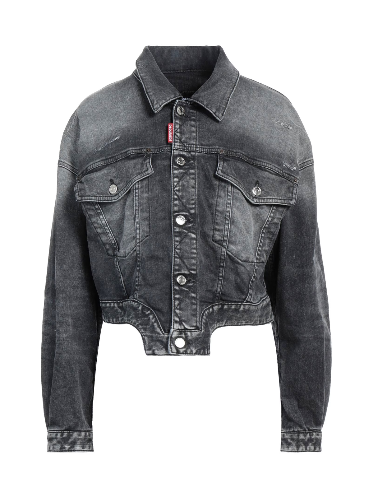 Dsquared2 Black Rose Wash Raw Cut Jean Denim Jacket