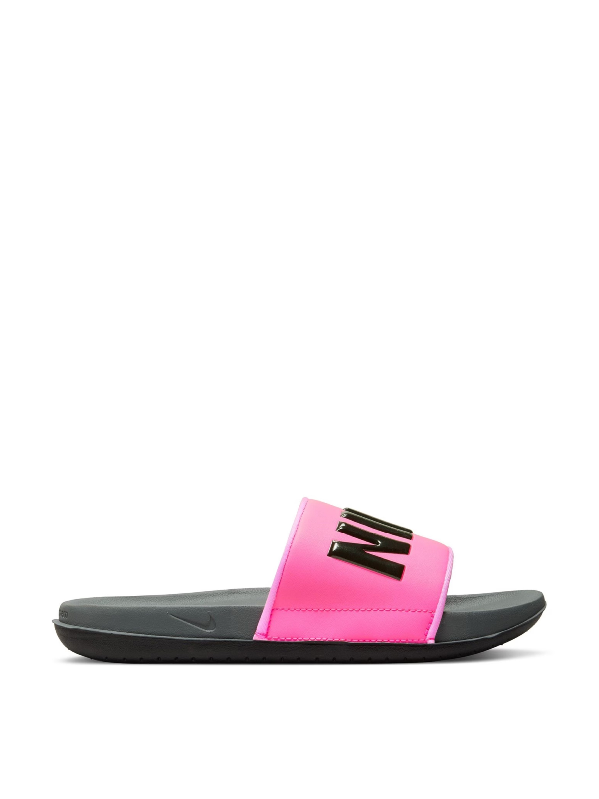 Nike Pink Blast and Black Dark Grey Offcourt Slide Sandals