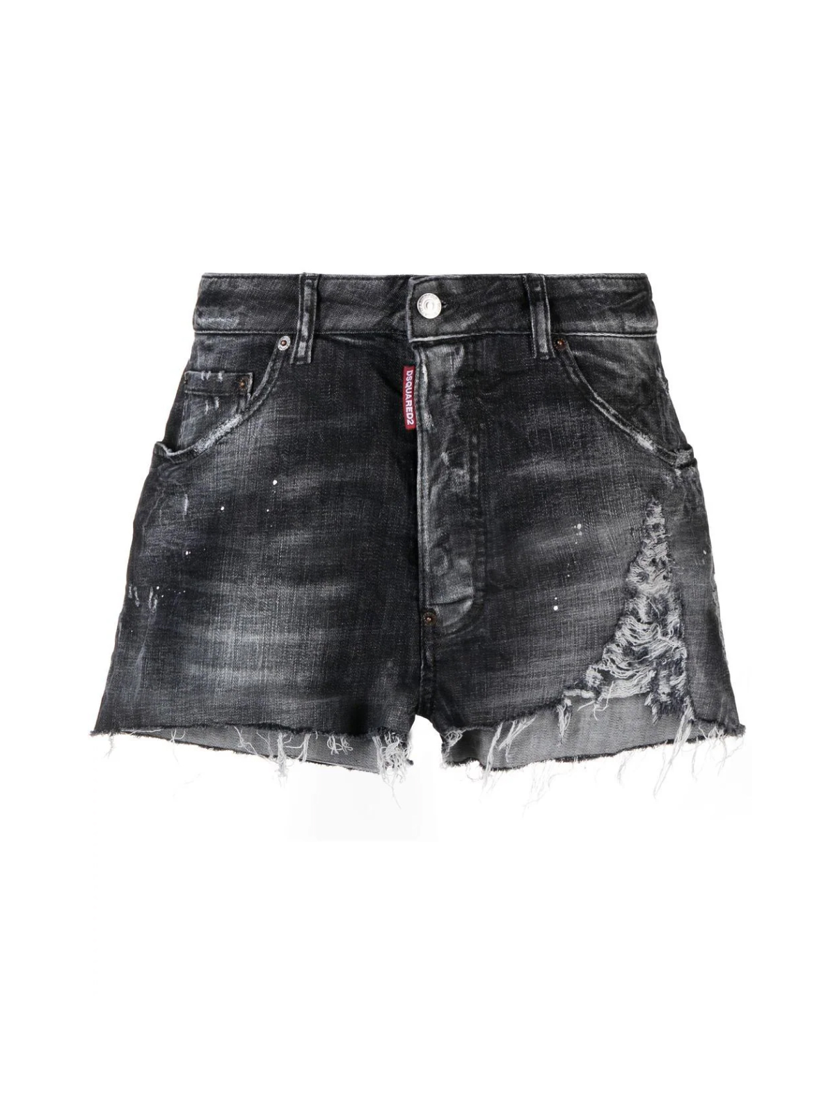 Dsquared2 Black Raw Cut Baggy Denim Shorts