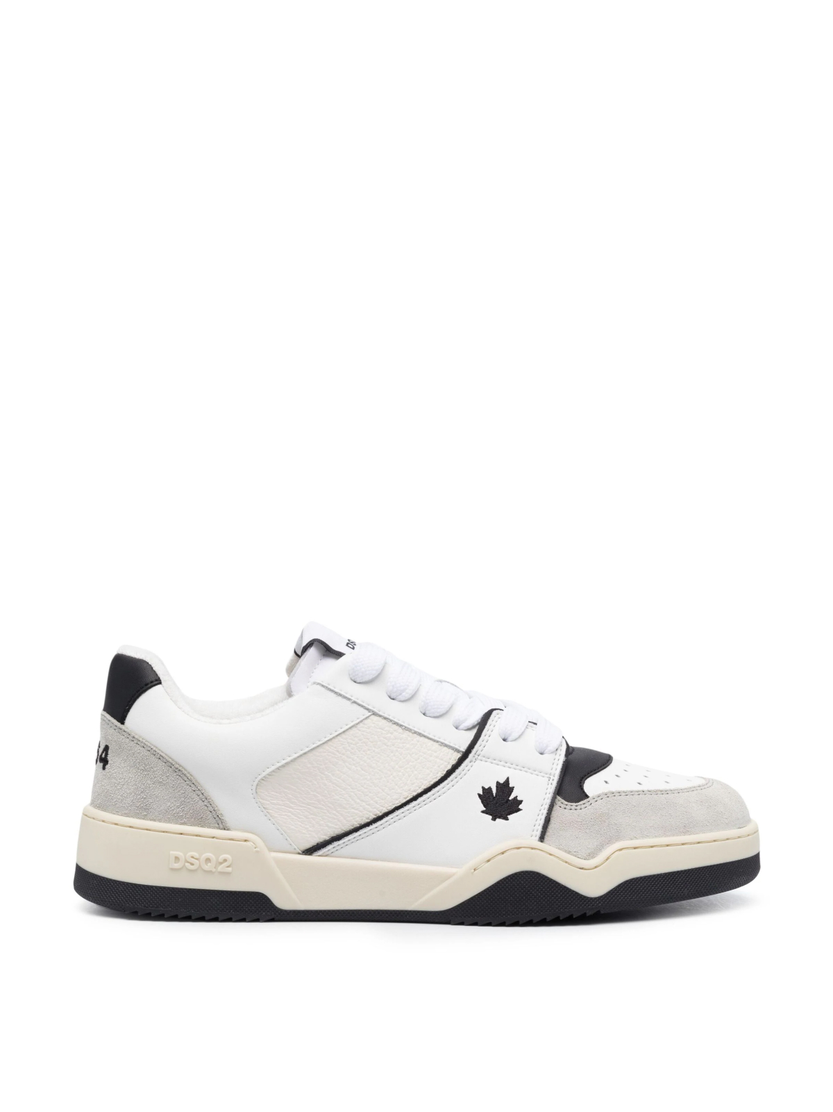 Dsquared2 White and Balck  Spiker Leaf Logo Sneakers