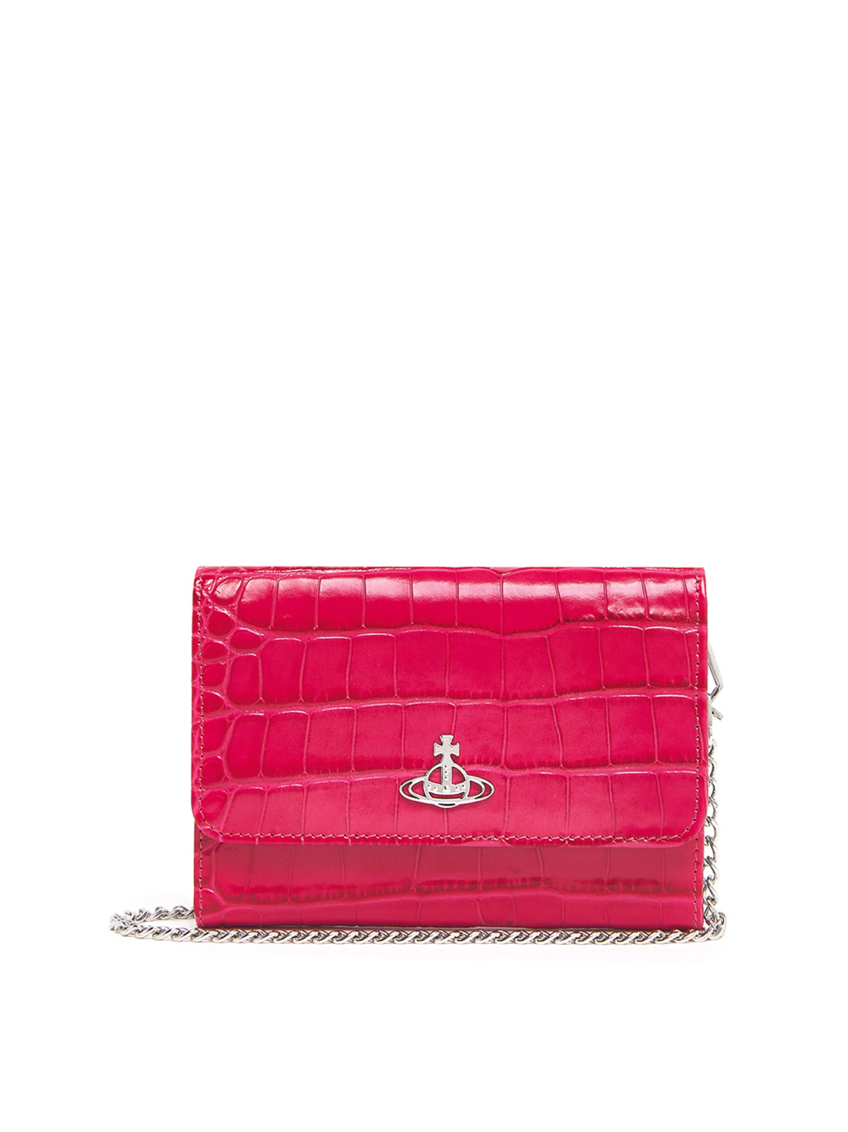 Vivienne Westwood  Pink Embossed Croc Crossbody Wallet